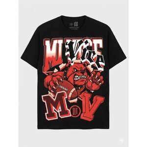 Mi Vice by Evil Vice Bulldog Football T-Shirt Medium Black Graphic Tee NWOT